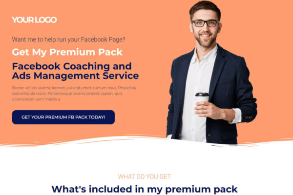 Facebook Coaching And Ads Management Service Elementor Landing Page Template